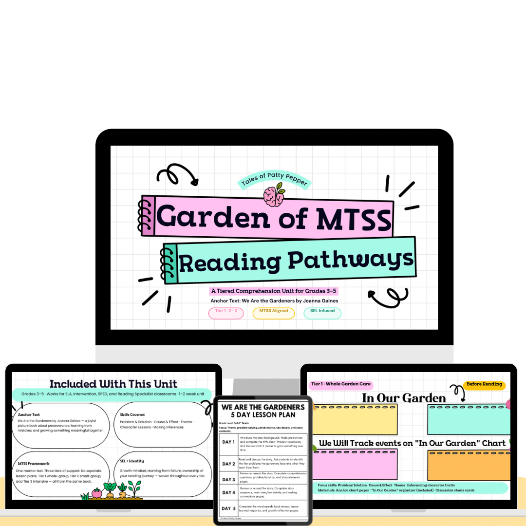 Garden Of MTSS Reading Pathways unit displayed on desktop, tablet, and mobile
